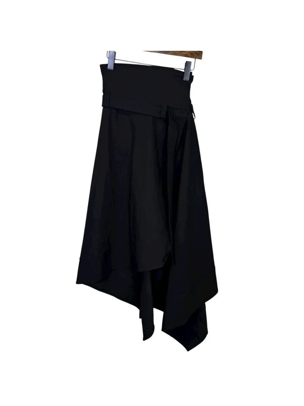 NEW A.L.C. Mackenzie Linen Midi Wrap Skirt Black Size 10